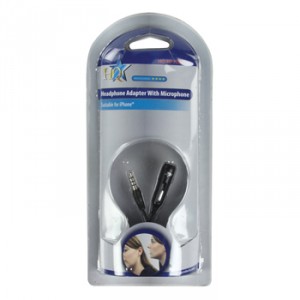 Hoofdtelefoonadapter met microfoon voor iPhone zwart